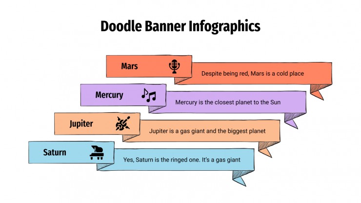 Plantilla de presentación Infografías de banners con doodles