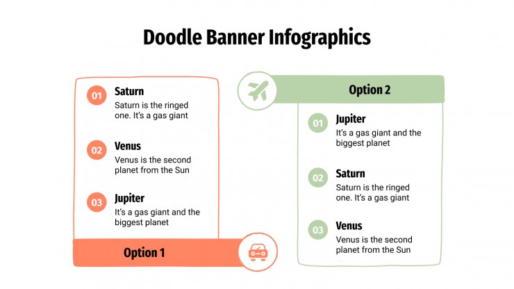 Plantilla de presentación Infografías de banners con doodles