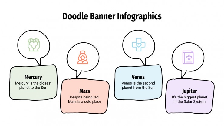 Plantilla de presentación Infografías de banners con doodles