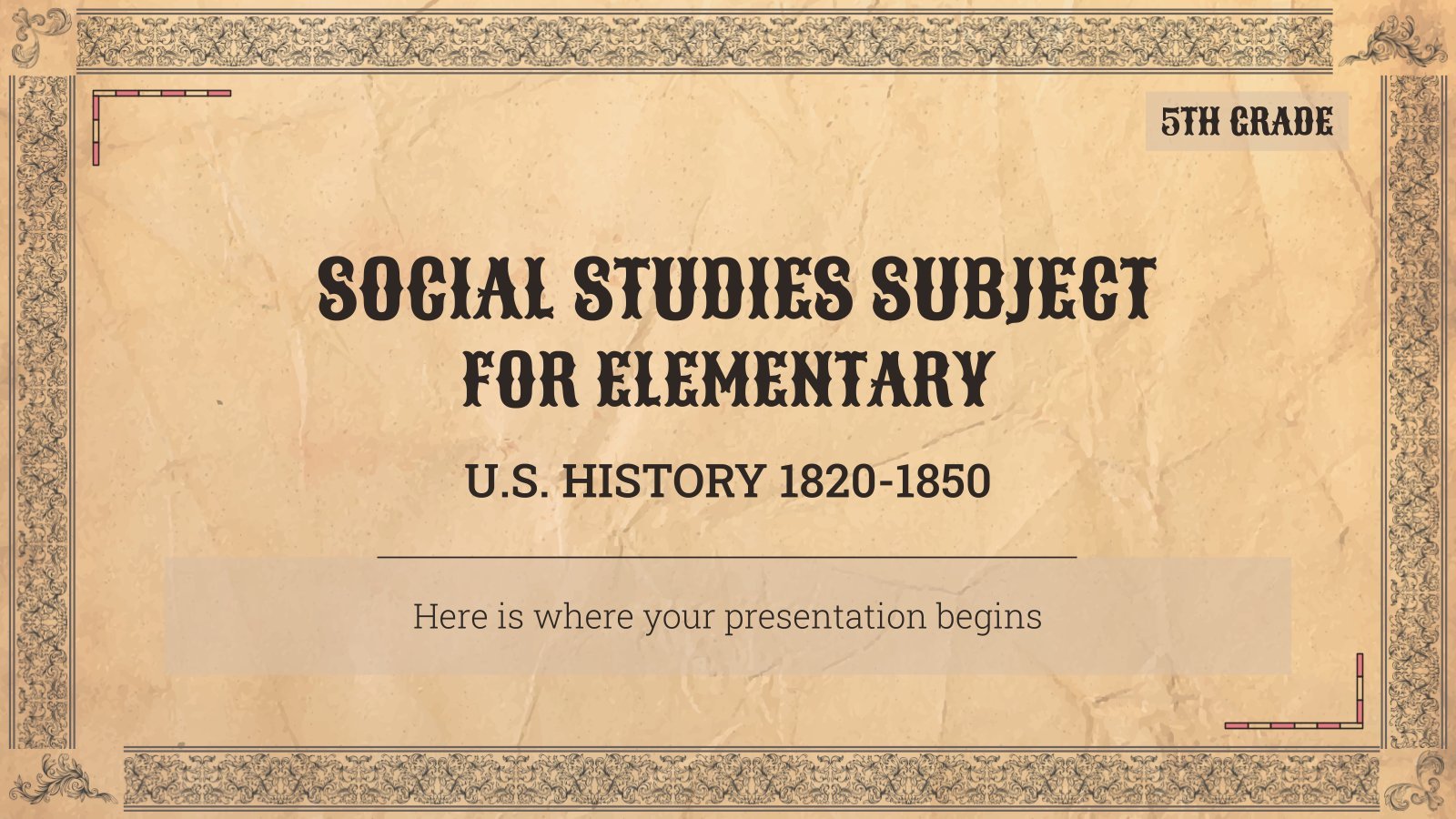 Social Studies Subject for Elementary - 5th Grade: U.S. History 1820-1850 presentation template 