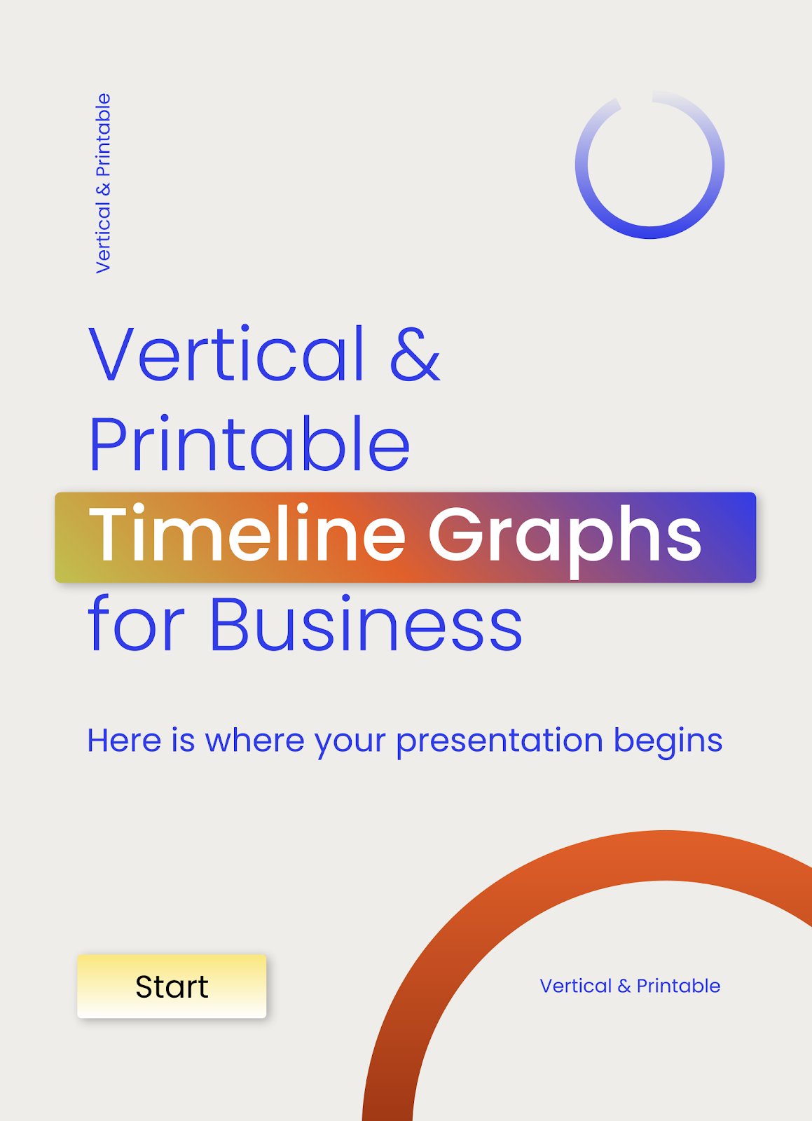 Vertical & Printable Timeline Graphs for Business presentation template 