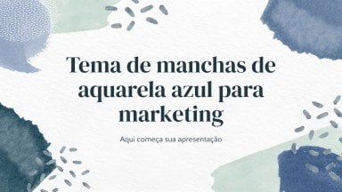 Modelo de apresentação Tema de manchas de aquarela azul para marketing