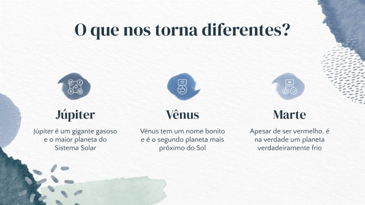 Modelo de apresentação Tema de manchas de aquarela azul para marketing