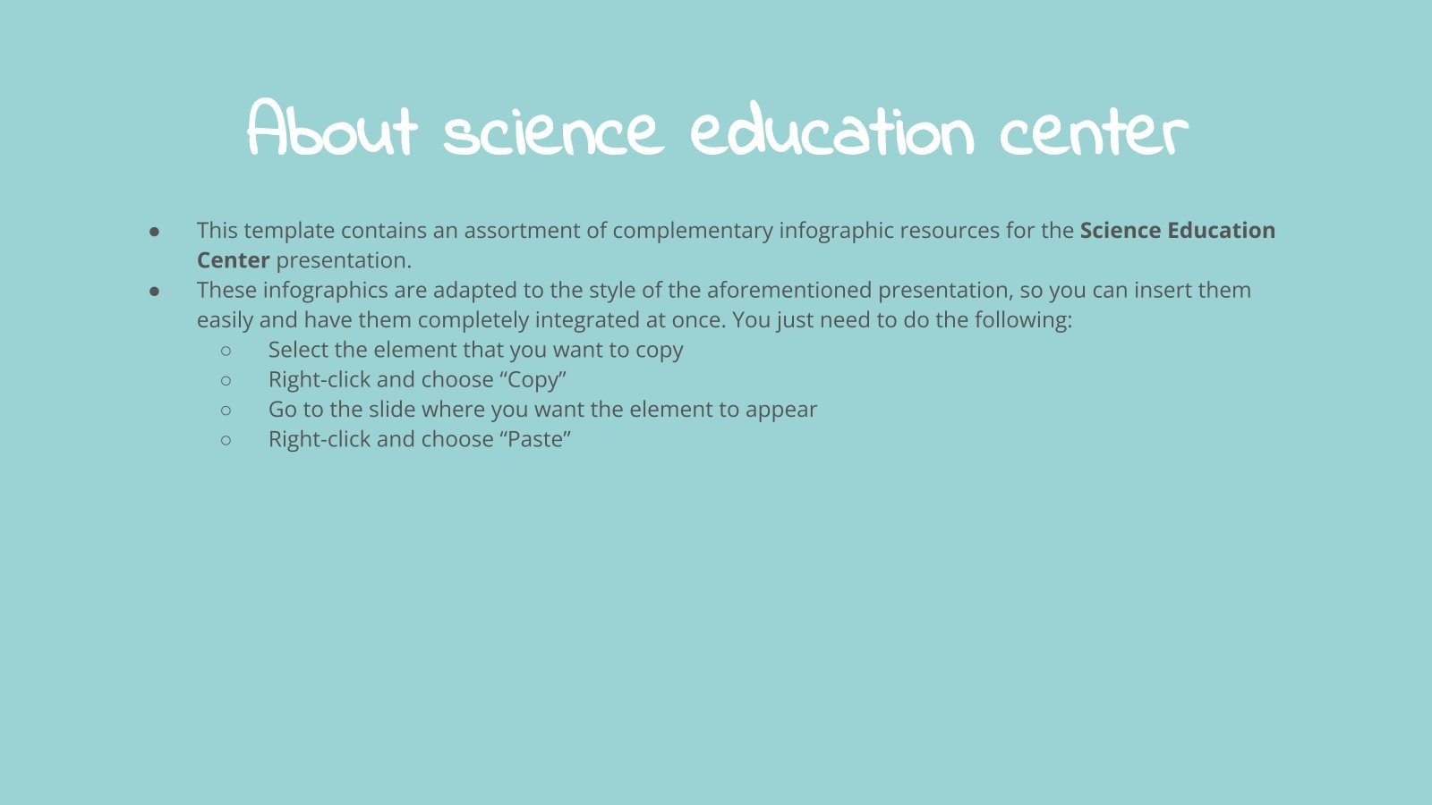 Science Education Center Infographics Google Slides & PPT