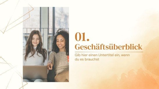 Neutraler Aquarell- und Geometrielinien-Stil Businessplan Präsentationsvorlage