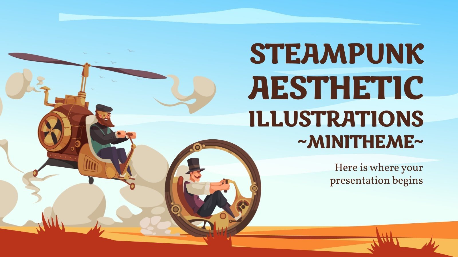 Minithème avec illustrations steampunk Modèles de présentation