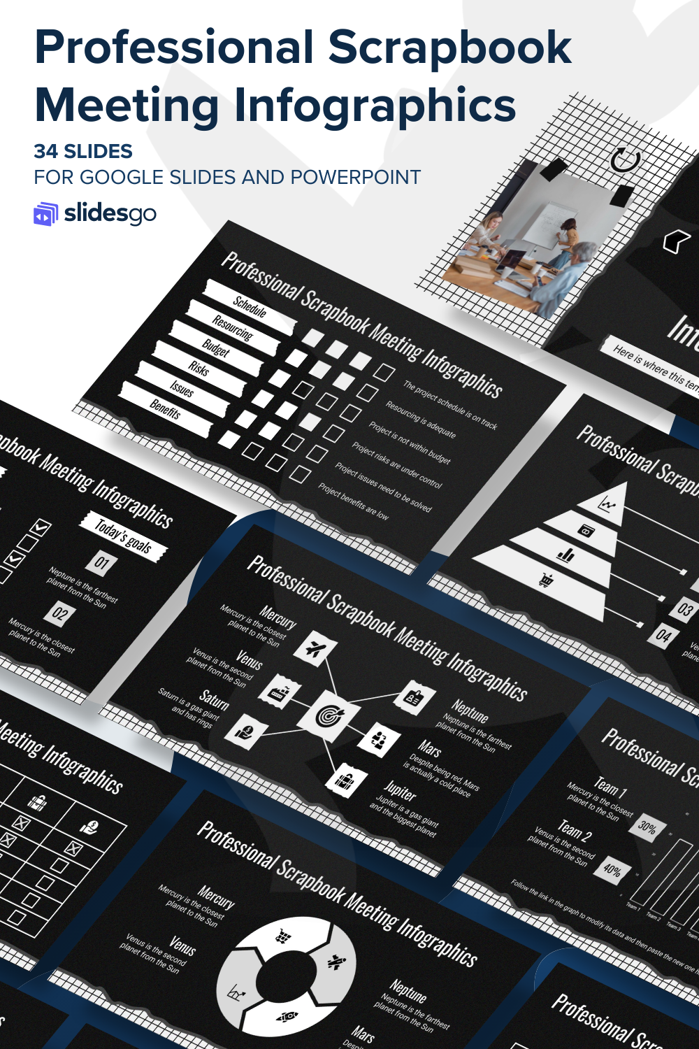 Professional Scrapbook Meeting Infographics Google Slides