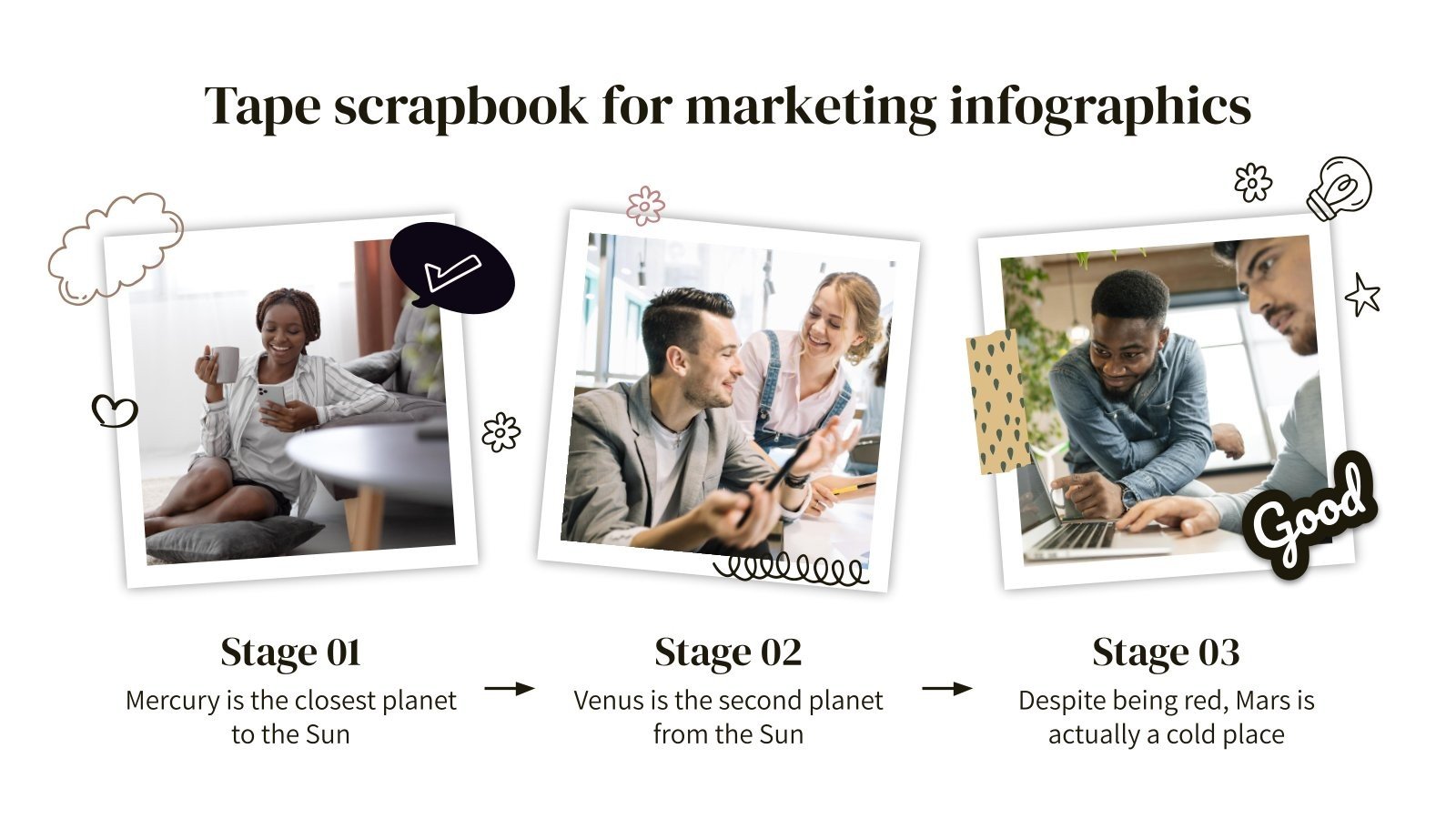 Tape Scrapbook for Marketing Infographics Google Slides & PPT
