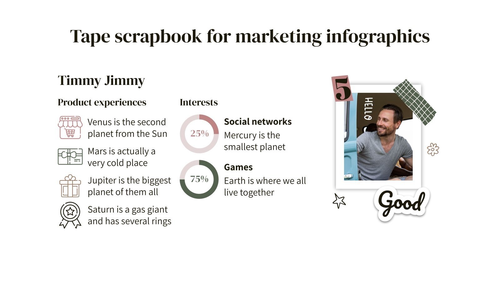 Tape Scrapbook for Marketing Infographics Google Slides & PPT