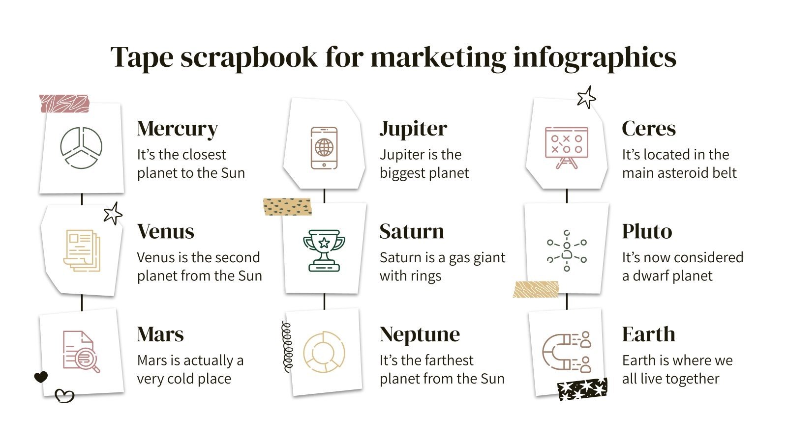 Tape Scrapbook for Marketing Infographics Google Slides & PPT