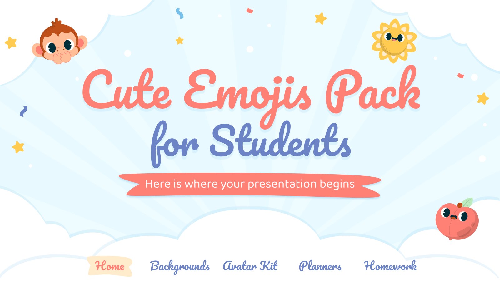 Cute Emojis Pack for Students presentation template 