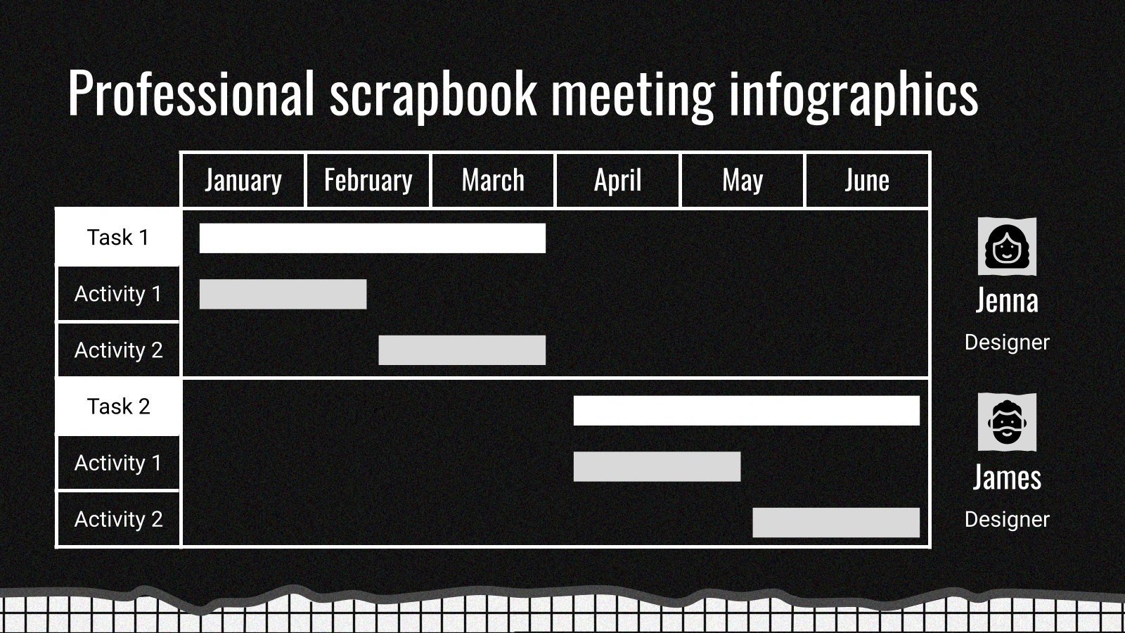 Professional Scrapbook Meeting Infographics Google Slides