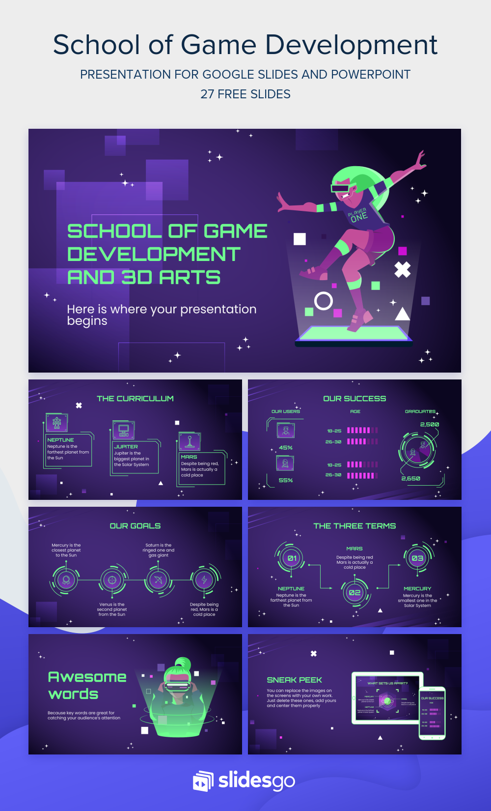 School of Game Development Google Slides & PPT template