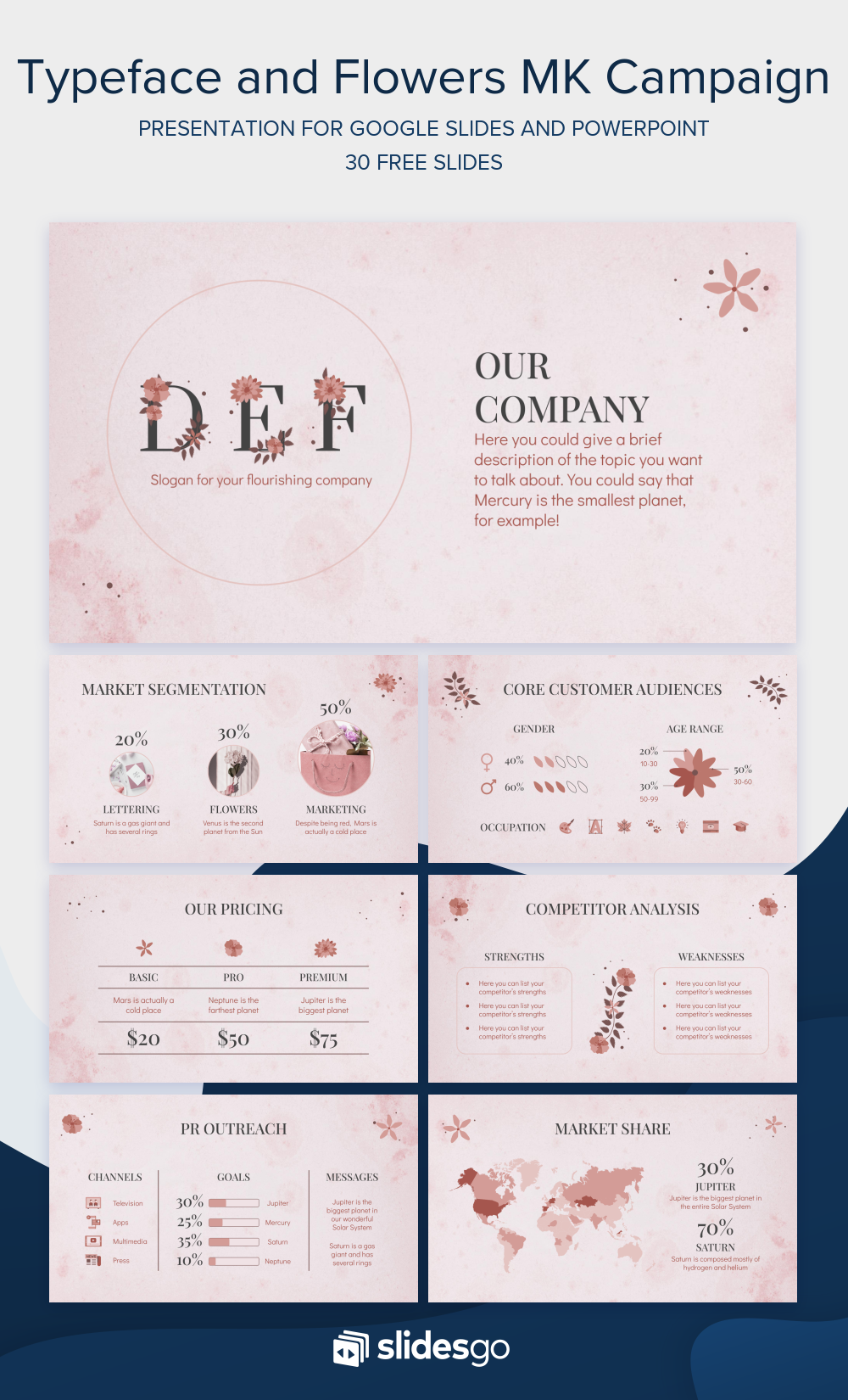 Typeface and Flowers MK Campaign Google Slides & PPT