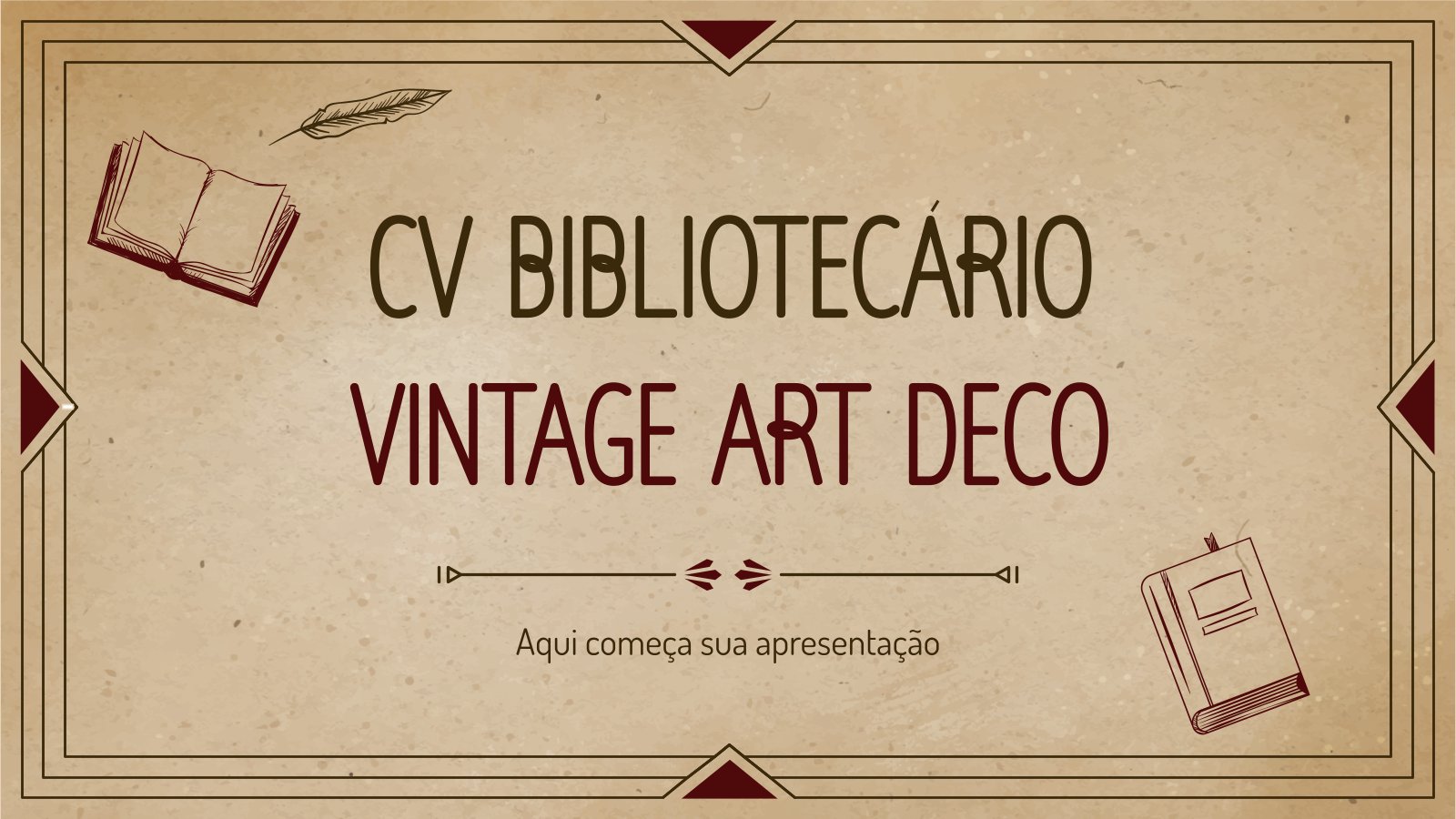 Plantilla de presentación CV de estilo bibliotecario vintage art deco