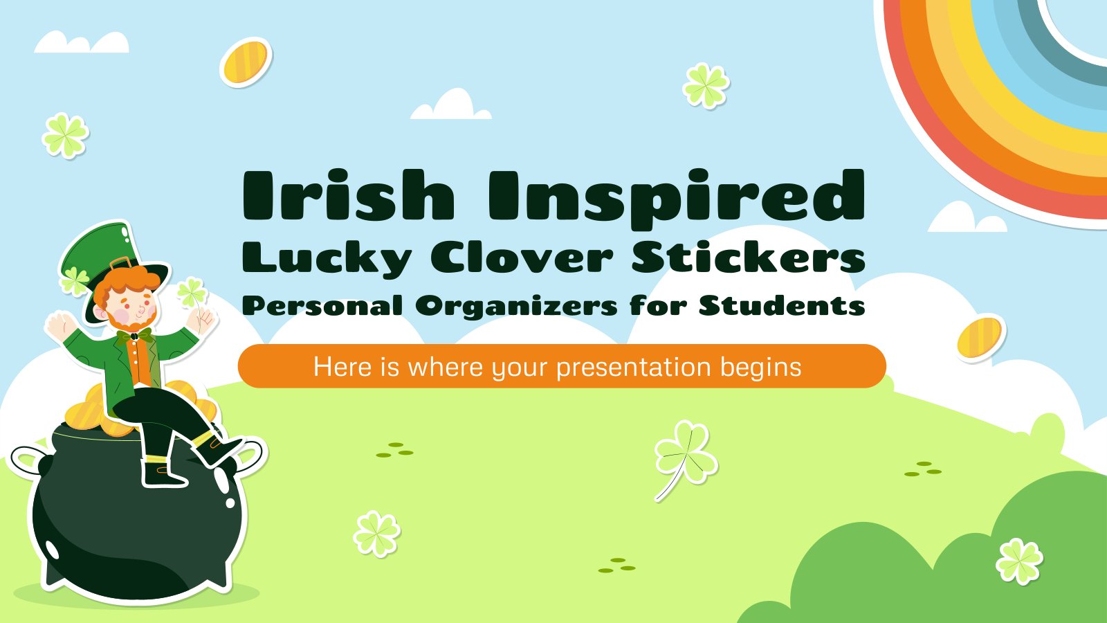 Irish Inspired Lucky Clover Stickers Personal Organizers for Students presentation template 