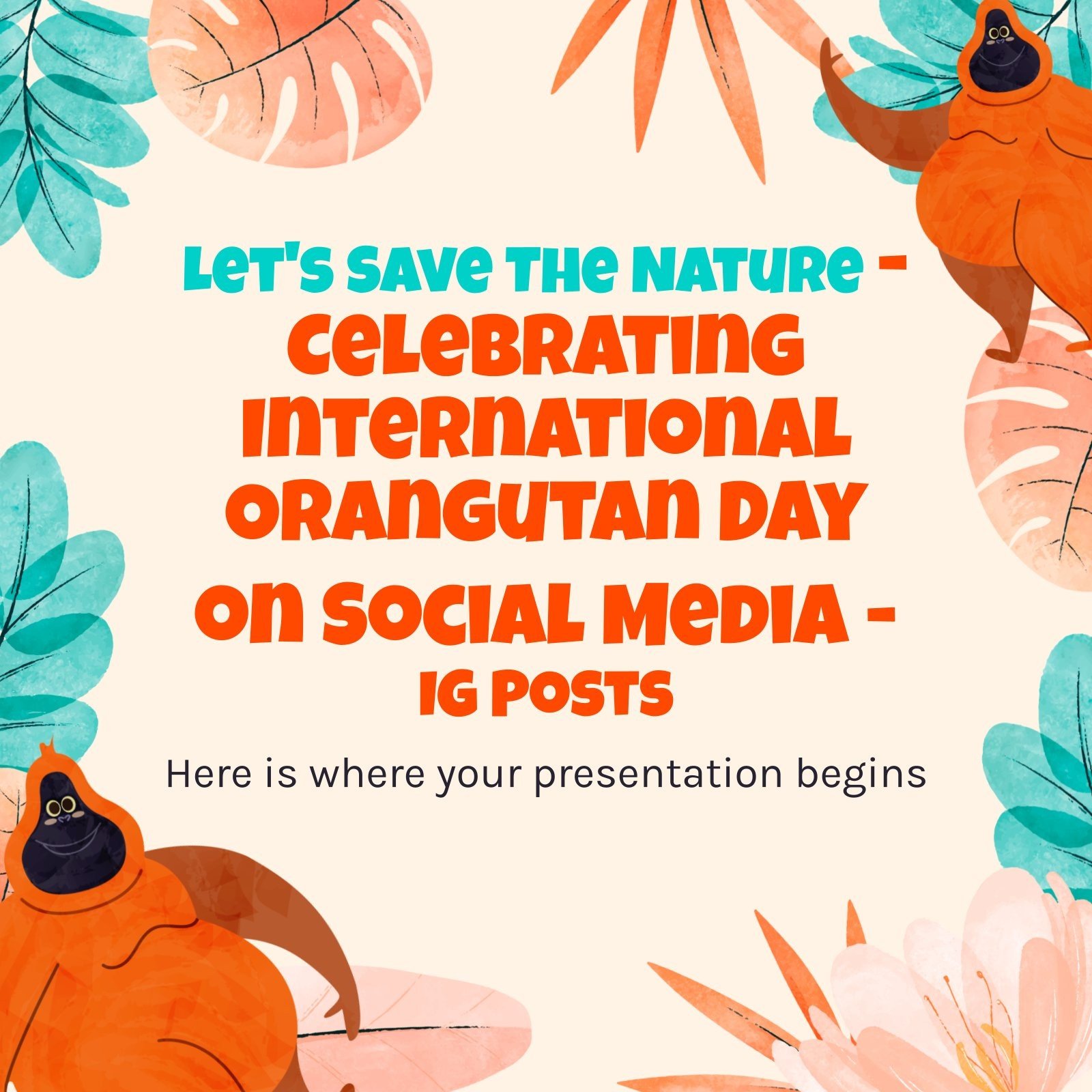 Sauvons la nature en célébrant la Journée internationale des orangs-outans sur les réseaux sociaux - Publications Instagram Modèles de présentation