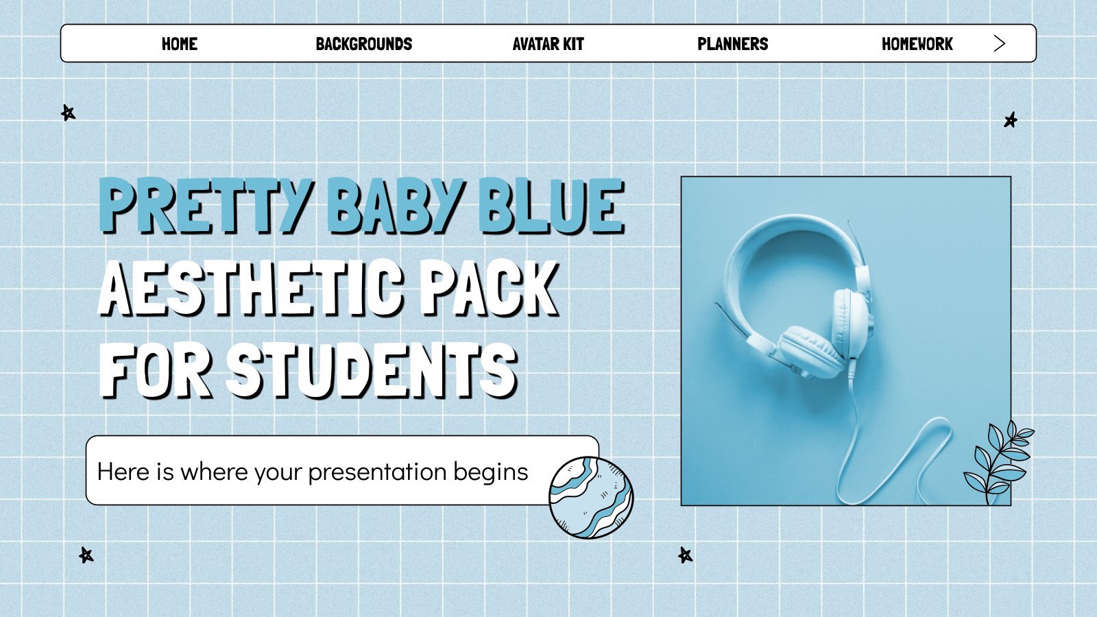 Pack esthétique joli bleu bébé pour les étudiants Modèles de présentation