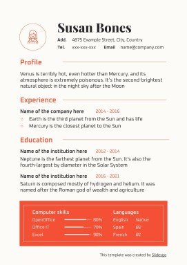 Printable Internship CV presentation template 