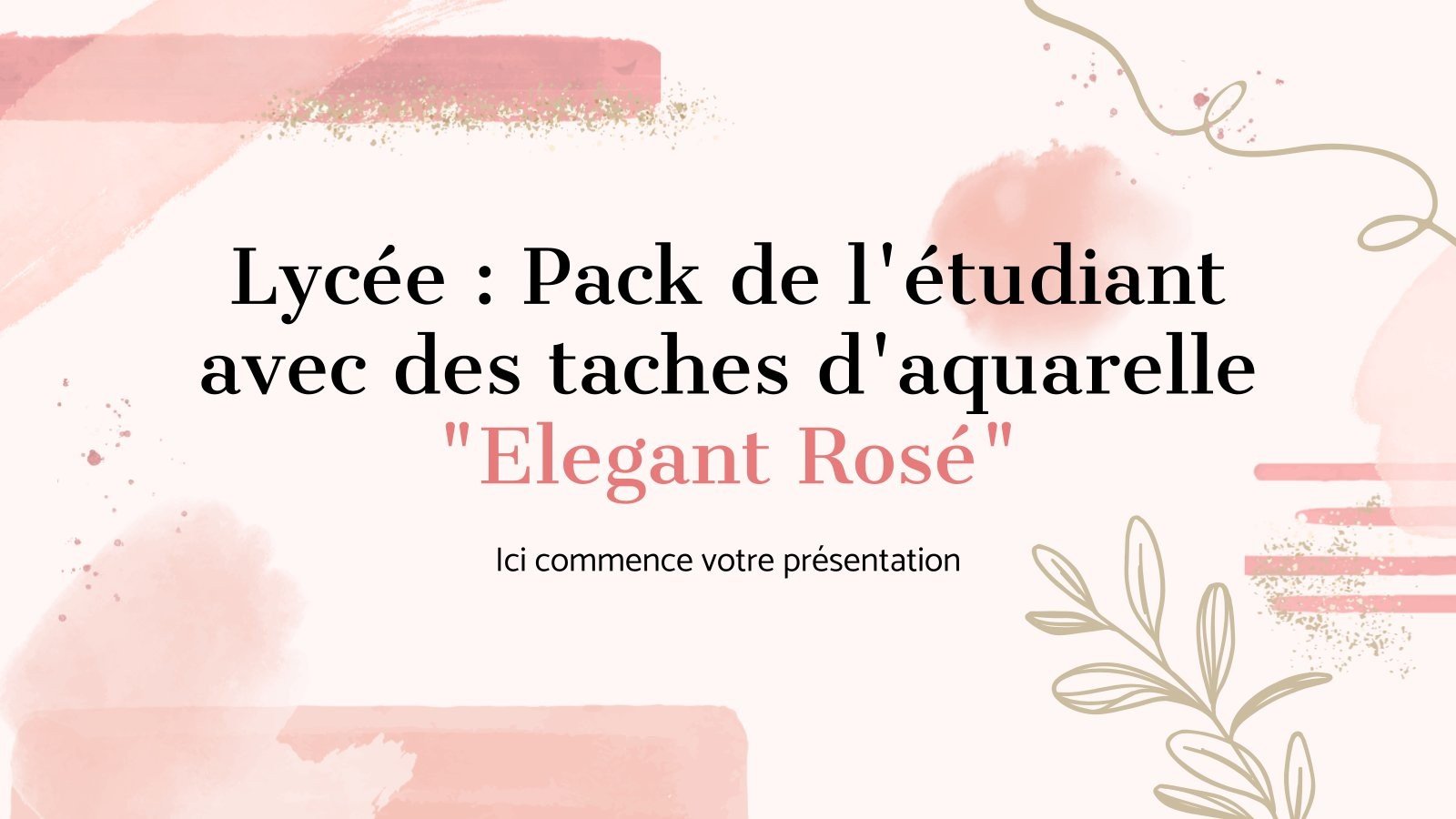Lycée : Pack de l'étudiant avec des taches d'aquarelle 