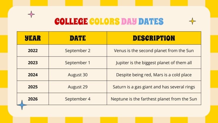 Let's Celebrate College Colors Day! presentation template 