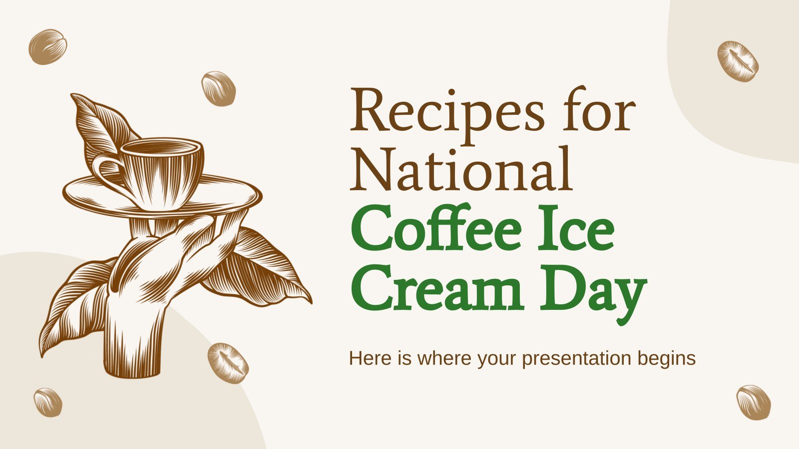 Recipes for National Coffee Ice Cream Day presentation template 