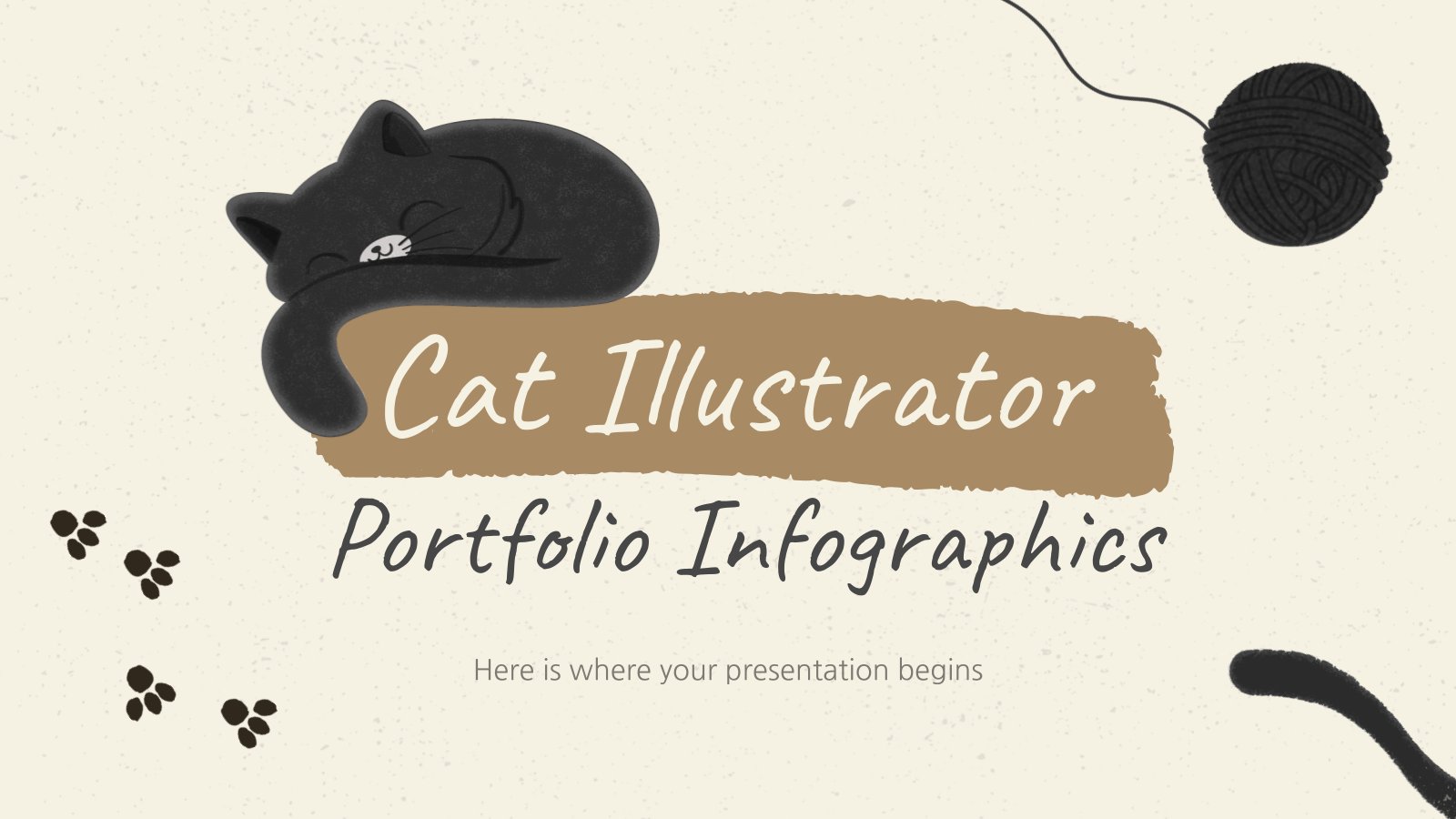 Katzen-Illustrator-Portfolio Infografiken Präsentationsvorlage