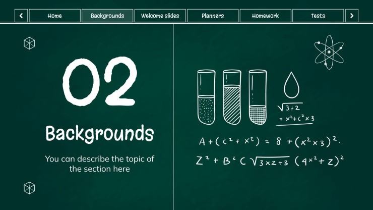 Pack éducatif pour enseignant avec le tableau noir de science Modèles de présentation