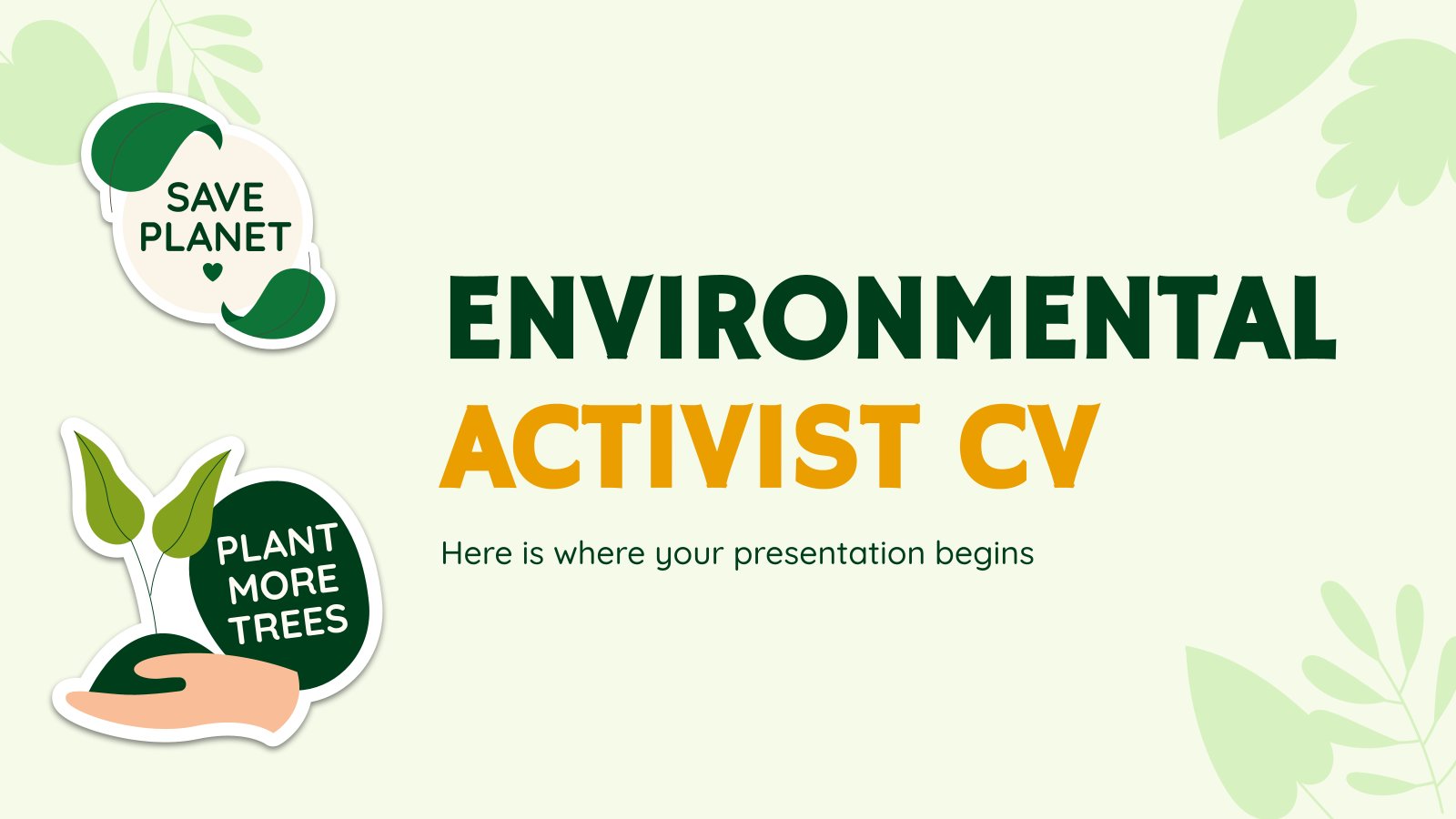 Environmental Activist CV presentation template 