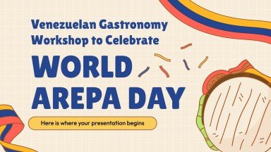 Plantilla de presentación Taller de gastronomía venezolana para el día de la arepa