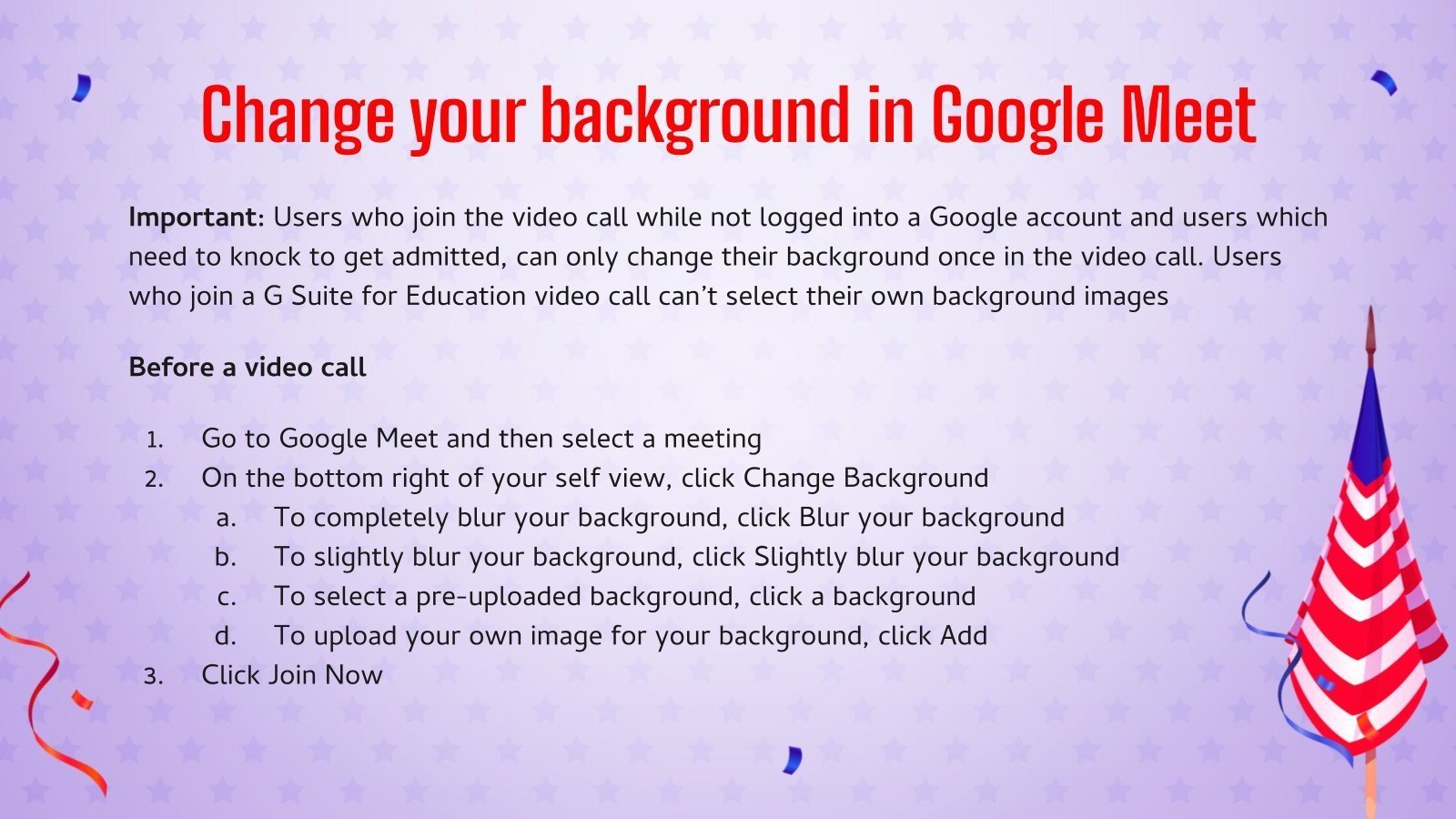 American Flag Backgrounds for Video Calls Google Slides
