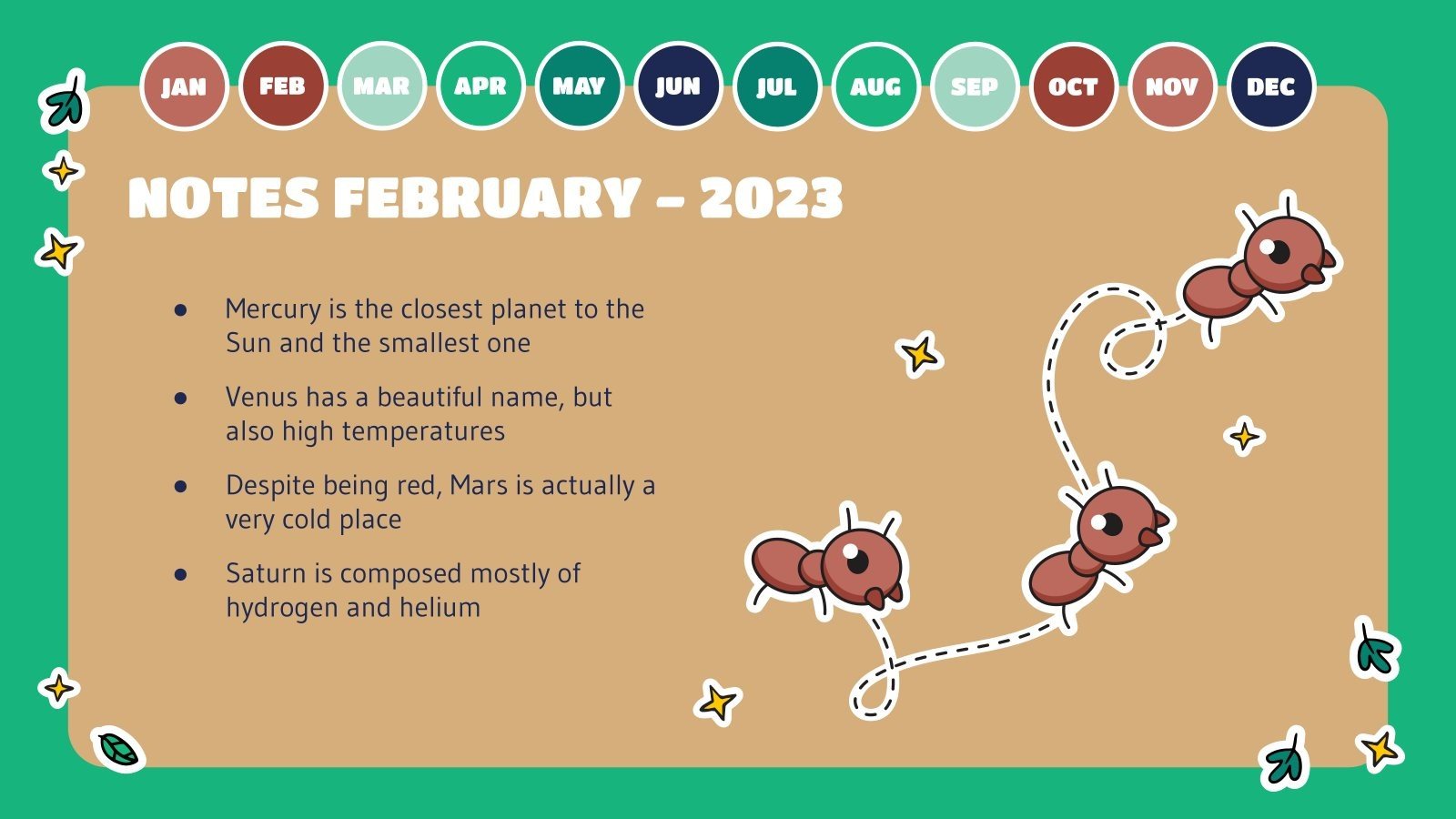 Cute Bugs Yearly Planner Google Slides & PowerPoint