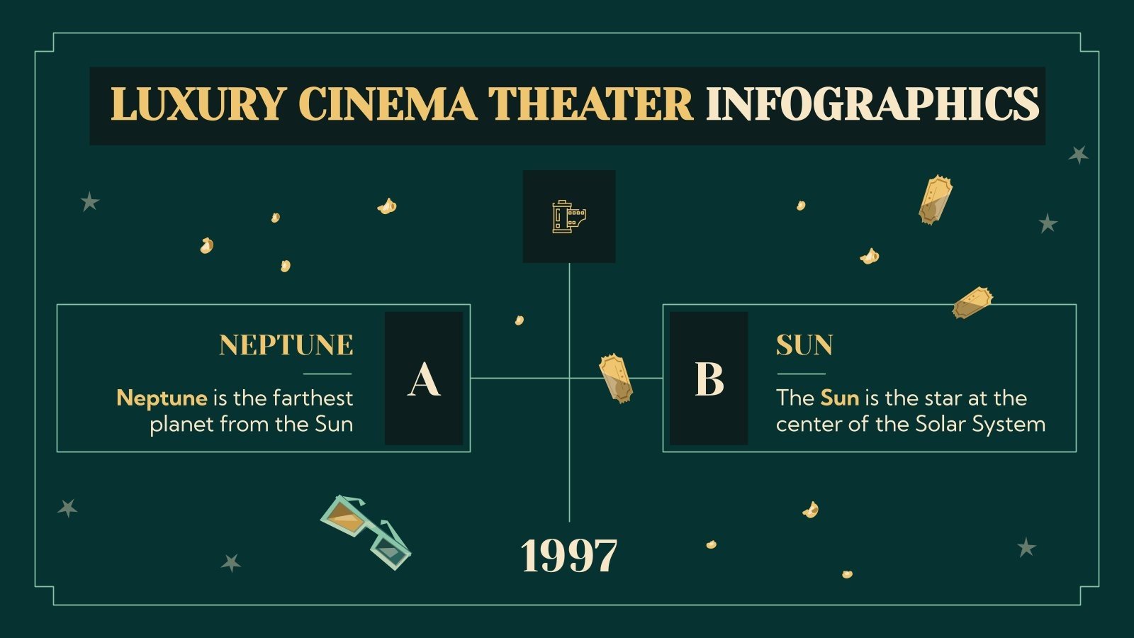 Luxury Cinema Theater Pitch Deck Infographics I Google Slides