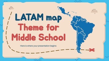 Modelo de apresentação Tema de mapa da América Latina para o ensino médio