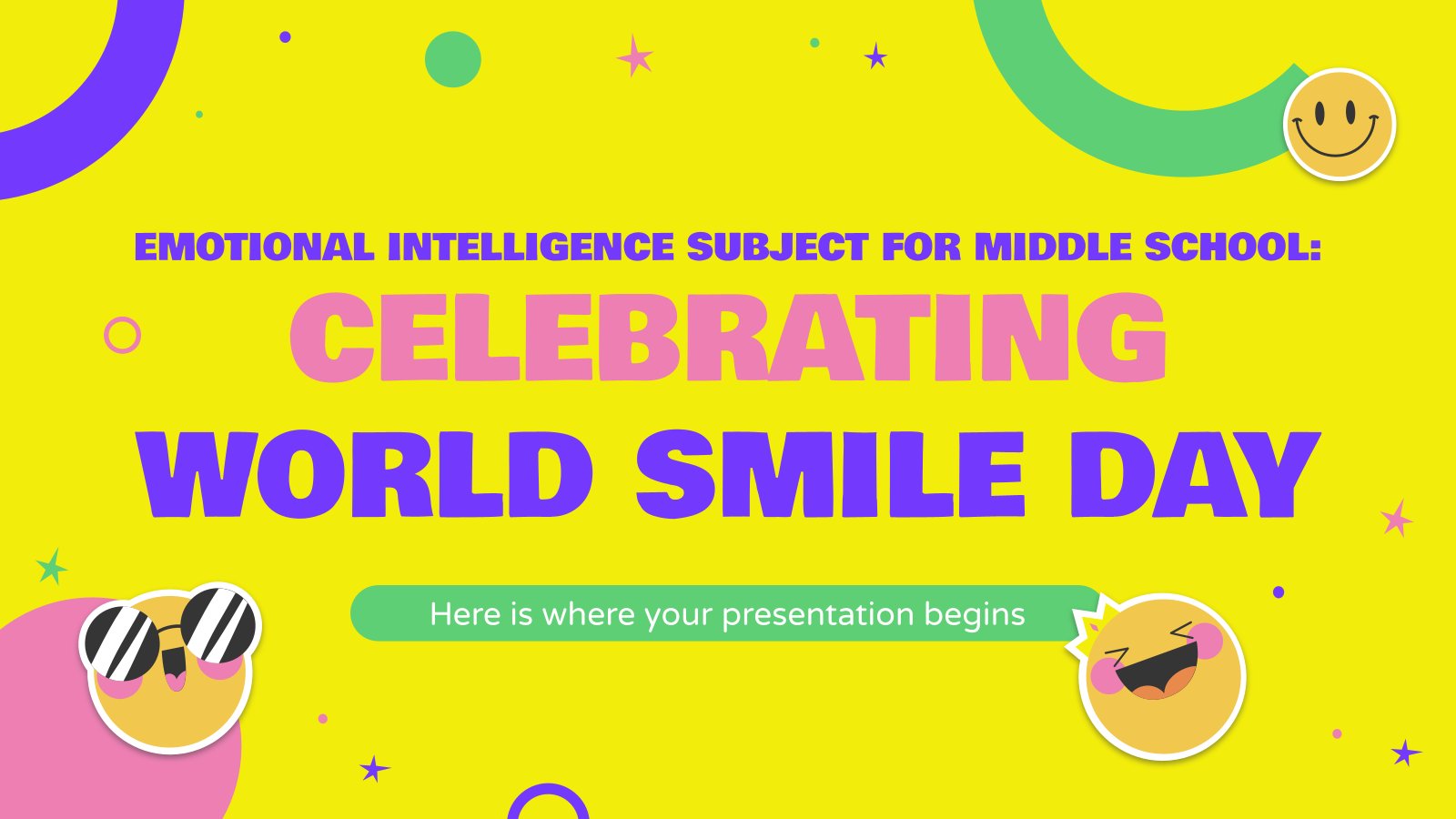 Emotional Intelligence Subject for Middle School: Celebrating World Smile Day presentation template 