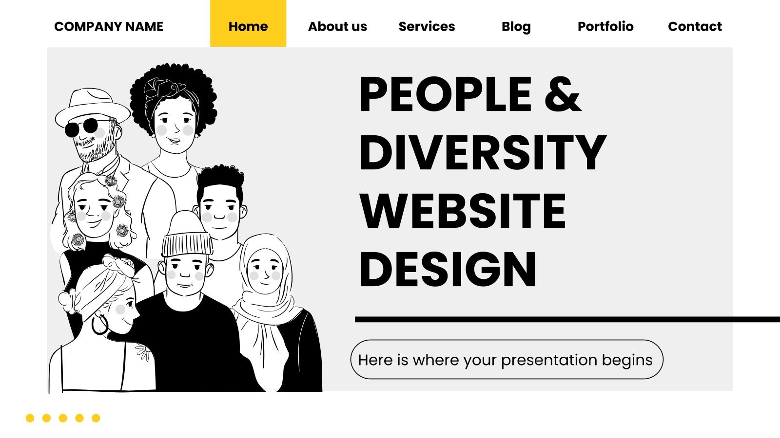 Plantilla de presentación Diseño web: Personas y diversidad