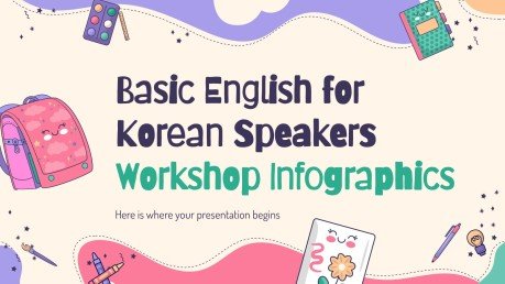 Modelo de apresentação Infográficos para oficina de inglês básico para falantes coreanos