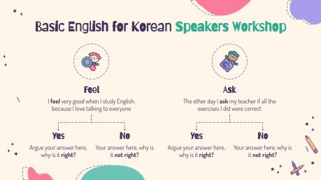 Basic English for Korean Speakers Workshop Infographics presentation template 