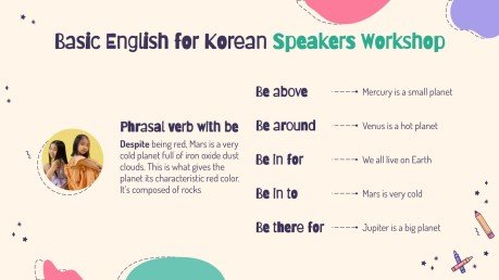 Basic English for Korean Speakers Workshop Infographics presentation template 