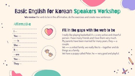 Basic English for Korean Speakers Workshop Infographics presentation template 