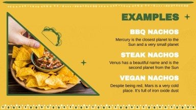 Modelo de apresentação Oficina de receitas tex-mex para Celebrar o Dia Mundial dos Nachos