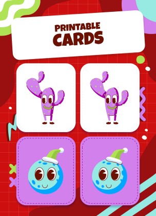 Printable Cards for Memory Match Game presentation template 