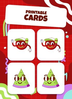 Printable Cards for Memory Match Game presentation template 
