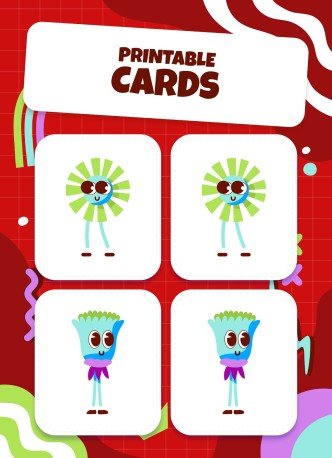 Printable Cards for Memory Match Game presentation template 