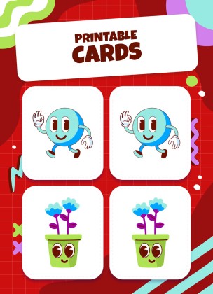 Printable Cards for Memory Match Game presentation template 