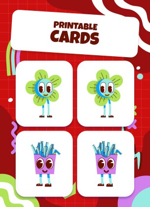 Printable Cards for Memory Match Game presentation template 
