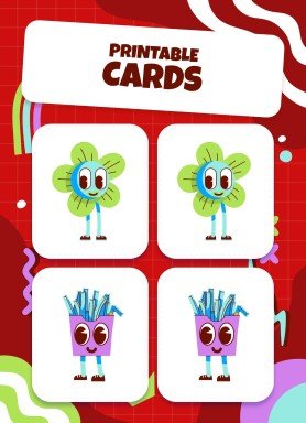 Printable Cards for Memory Match Game presentation template 
