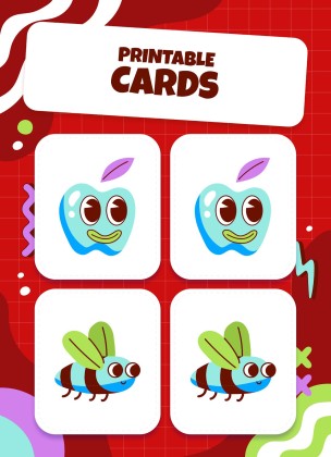 Printable Cards for Memory Match Game presentation template 