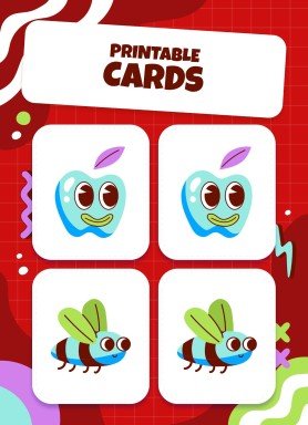 Printable Cards for Memory Match Game presentation template 