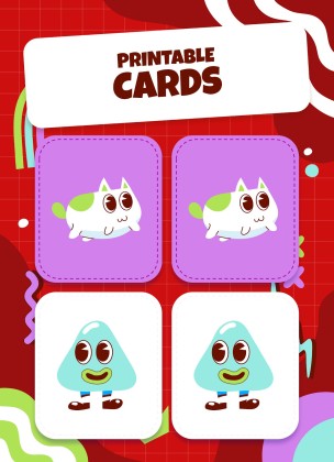 Printable Cards for Memory Match Game presentation template 